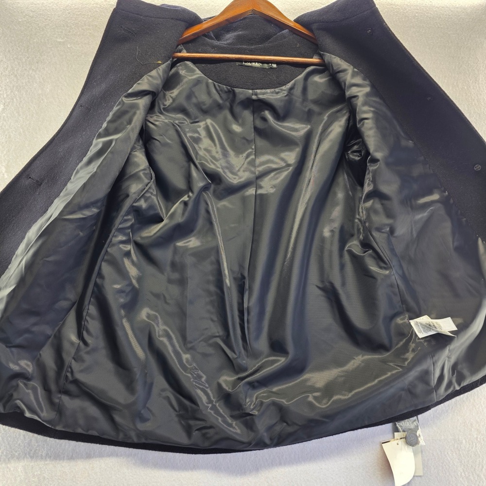 Lauren Ralph Lauren sz‎ 8 Aline Wool Blend Removable Hood Coat Regal Navy Blue - Picture 5 of 14